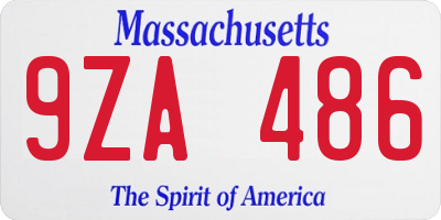 MA license plate 9ZA486