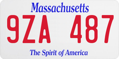 MA license plate 9ZA487