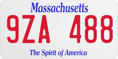 MA license plate 9ZA488