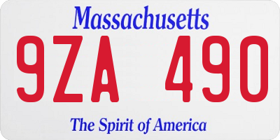 MA license plate 9ZA490
