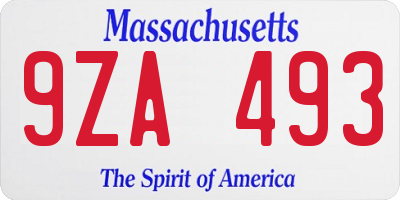 MA license plate 9ZA493