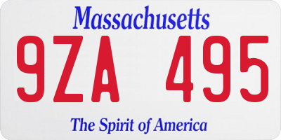 MA license plate 9ZA495