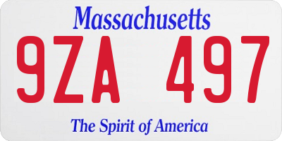 MA license plate 9ZA497