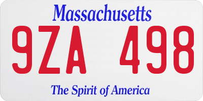 MA license plate 9ZA498