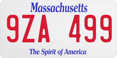 MA license plate 9ZA499