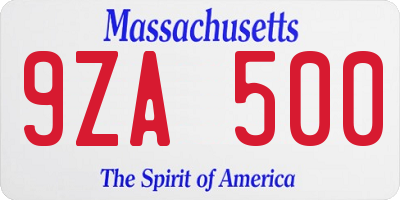 MA license plate 9ZA500