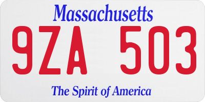 MA license plate 9ZA503