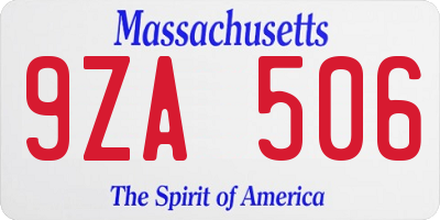 MA license plate 9ZA506