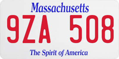 MA license plate 9ZA508