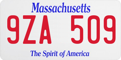 MA license plate 9ZA509