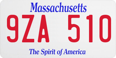 MA license plate 9ZA510