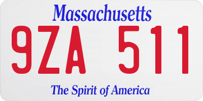MA license plate 9ZA511