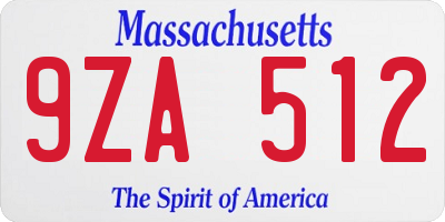 MA license plate 9ZA512