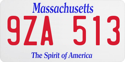 MA license plate 9ZA513