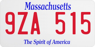 MA license plate 9ZA515