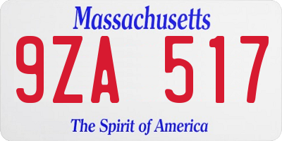MA license plate 9ZA517