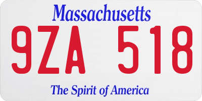 MA license plate 9ZA518