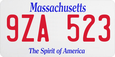 MA license plate 9ZA523