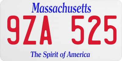 MA license plate 9ZA525