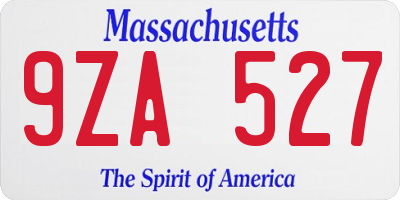 MA license plate 9ZA527