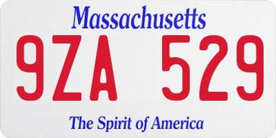 MA license plate 9ZA529