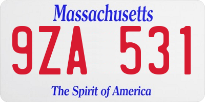 MA license plate 9ZA531