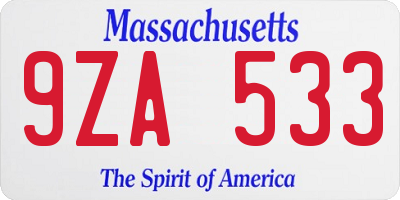 MA license plate 9ZA533