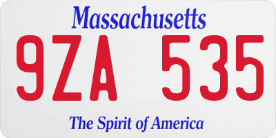 MA license plate 9ZA535