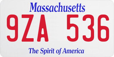 MA license plate 9ZA536