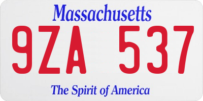 MA license plate 9ZA537