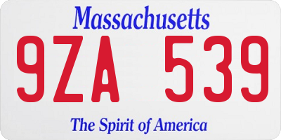 MA license plate 9ZA539