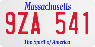 MA license plate 9ZA541