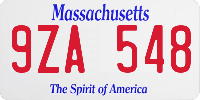 MA license plate 9ZA548