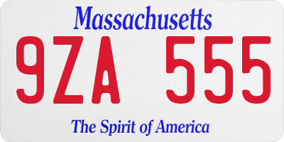 MA license plate 9ZA555