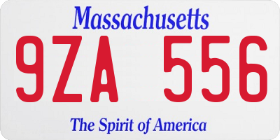 MA license plate 9ZA556