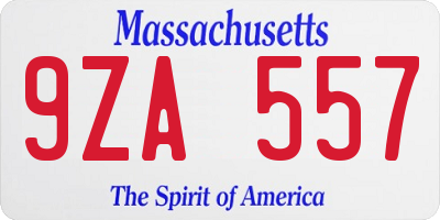 MA license plate 9ZA557