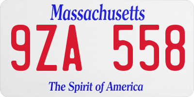 MA license plate 9ZA558