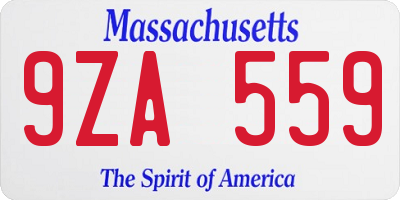 MA license plate 9ZA559