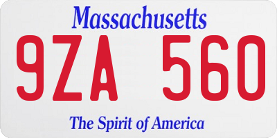 MA license plate 9ZA560