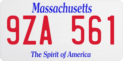 MA license plate 9ZA561