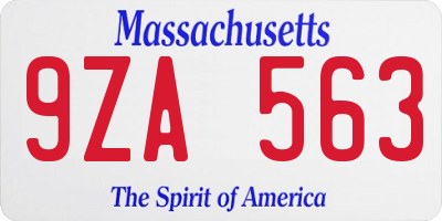 MA license plate 9ZA563