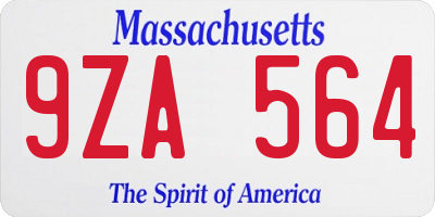 MA license plate 9ZA564