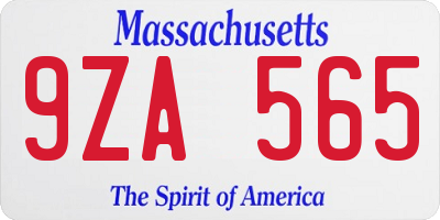 MA license plate 9ZA565