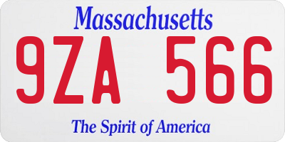 MA license plate 9ZA566