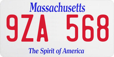 MA license plate 9ZA568