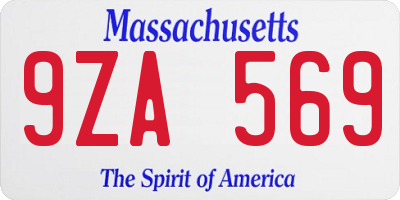 MA license plate 9ZA569