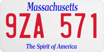 MA license plate 9ZA571