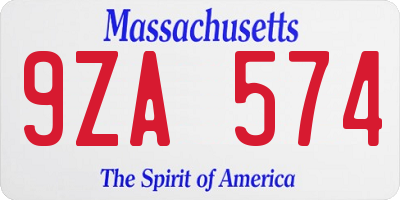 MA license plate 9ZA574