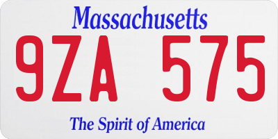 MA license plate 9ZA575
