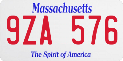 MA license plate 9ZA576